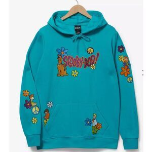 Box Lunch Scooby-Doo! Floral Characters Embroidered Hoodie Nwt Size Medium Turqu
